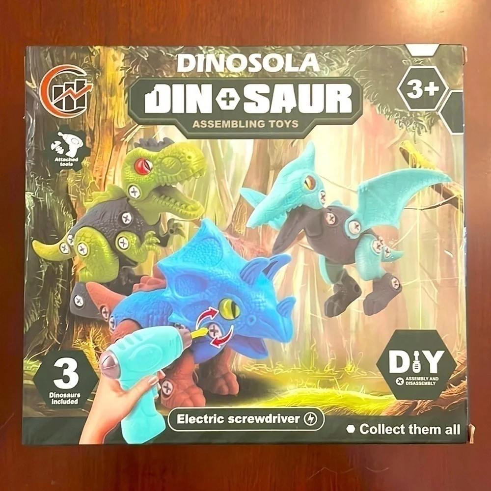 Brand New Dinosaur Figurine Assembling Toy Electric Screwdriver DIY Educational